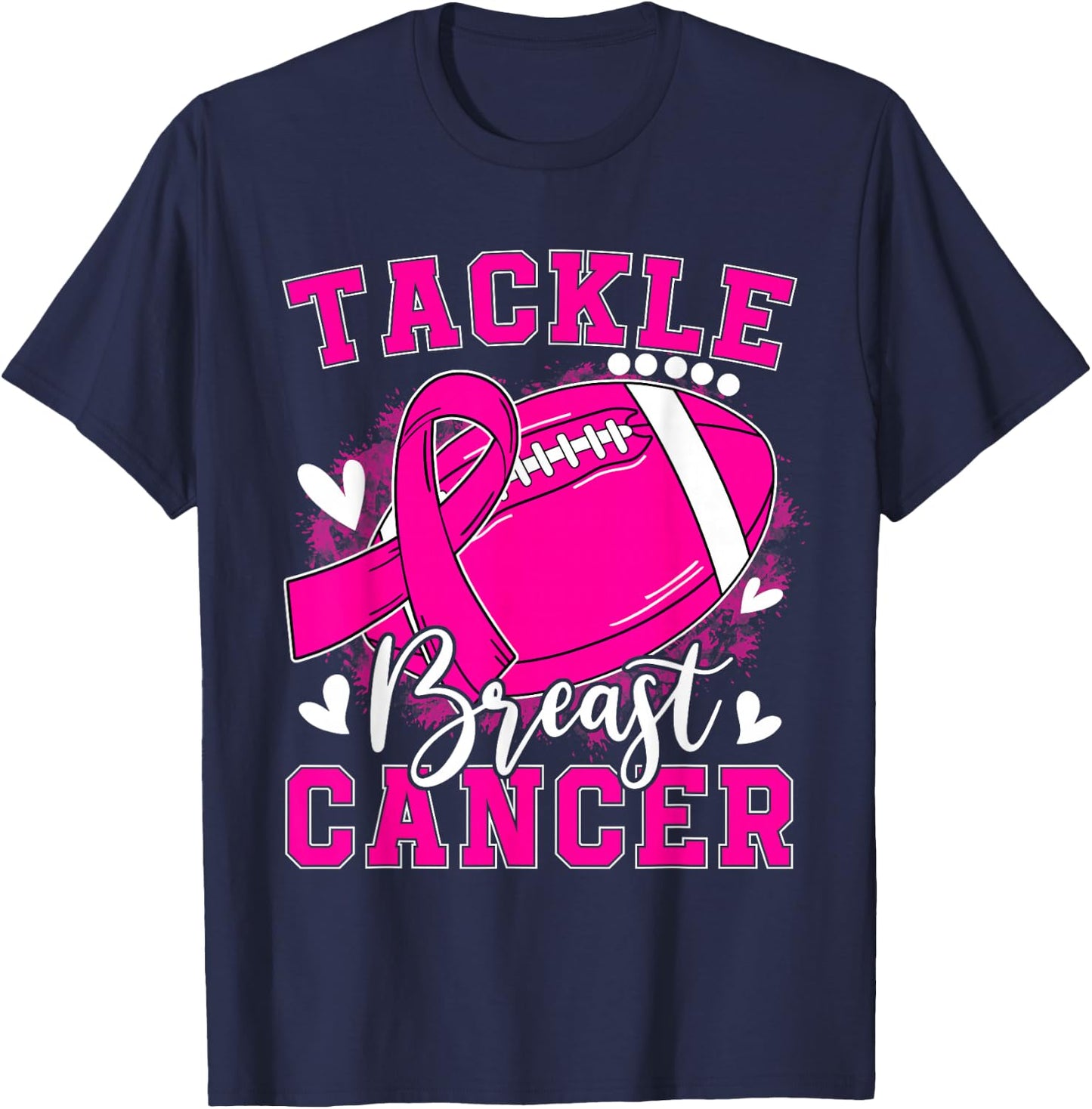 Tackle Breast Cancer Awareness Pink Ribbon Football Kids Boy T-Shirt - T-Shirt | Navy
