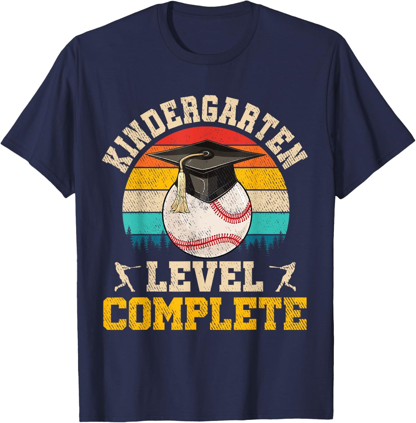Kindergarten Level Complete Baseball Boy Last Day Of School T-Shirt - T-Shirt | Navy
