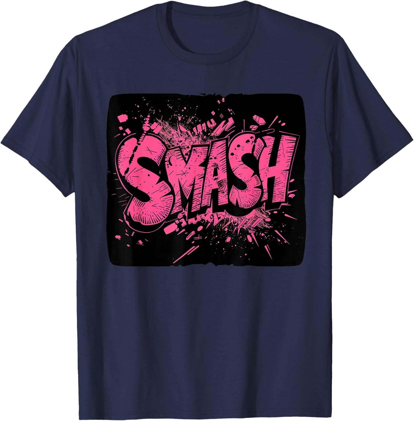 Cool Smash Graphic for a Trendsetting Style T-Shirt - T-Shirt | Navy