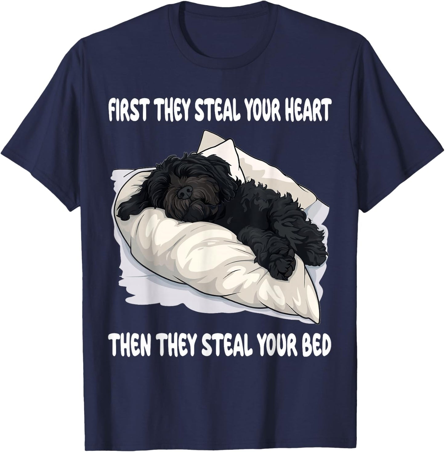 Portuguese Water Dog Sleeping Pajamas Nightgown Men Women Girls Kids T-Shirt - T-Shirt | Navy