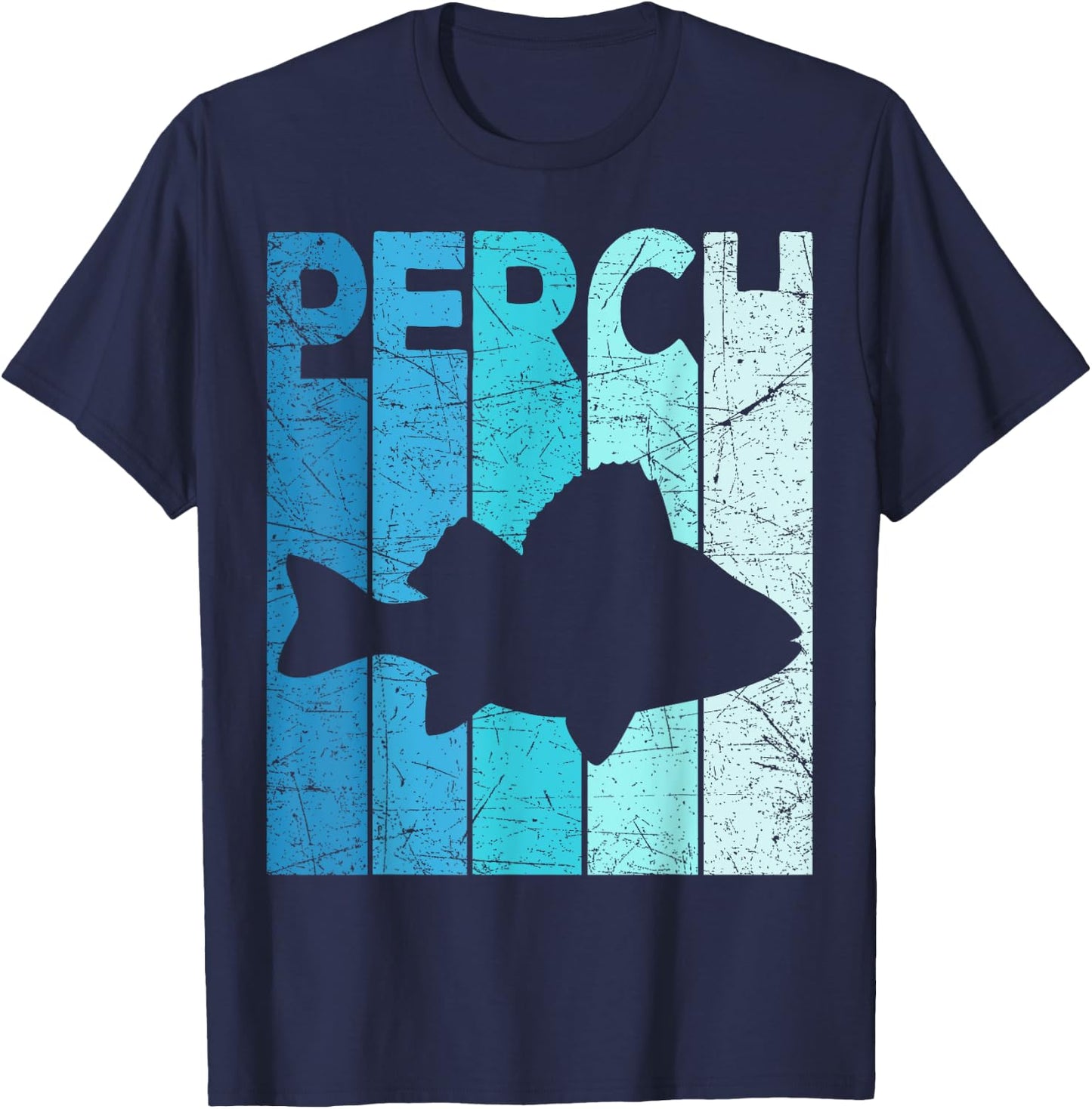 Perch Vintage Seafood Fisherman Retro Perch Fishing T-Shirt - T-Shirt | Navy