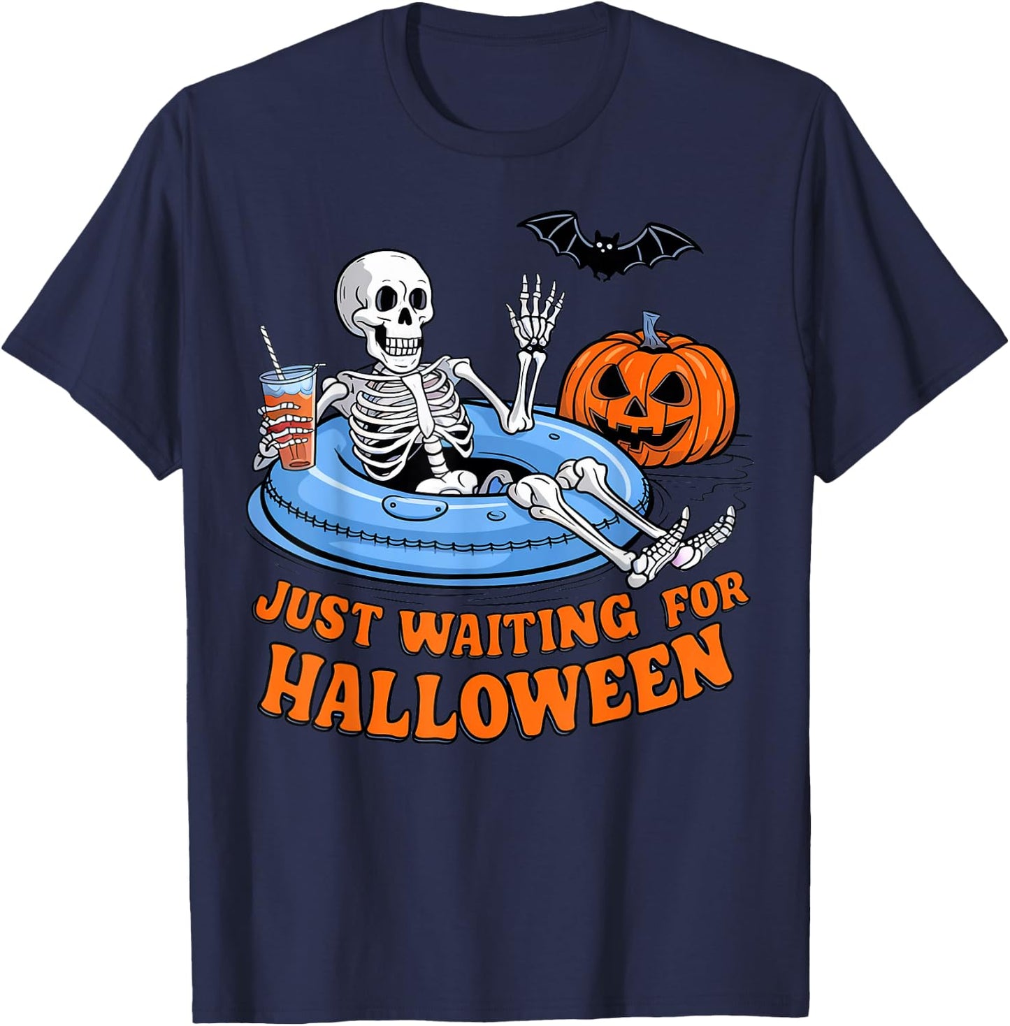 Halloween Skeleton Spooky Summer Gifts Women Kids T-Shirt - T-Shirt | Navy