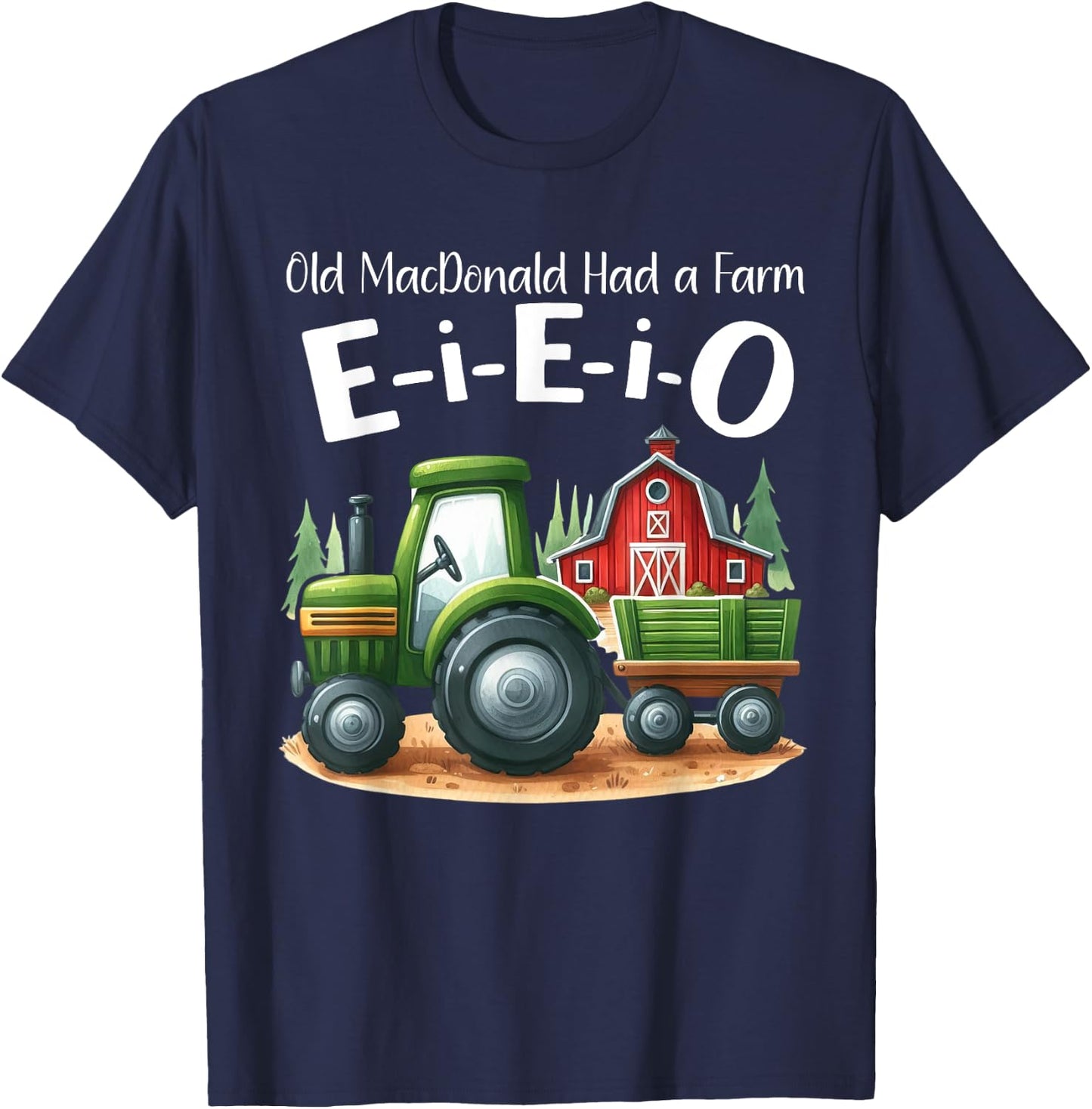 Toddler Kids Old MacDonald Had a Farm E-I-E-I-O Nursery Song T-Shirt - T-Shirt | Navy