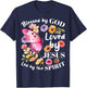 Christian Blessed by God Loved by Jesus Floral Butterfly T-Shirt - T-Shirt | Navy