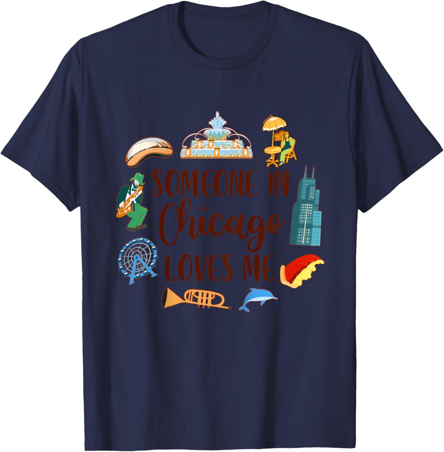 Chicago Traveling Lover Baby Someone in Chicago Loves Me T-Shirt - T-Shirt | Navy