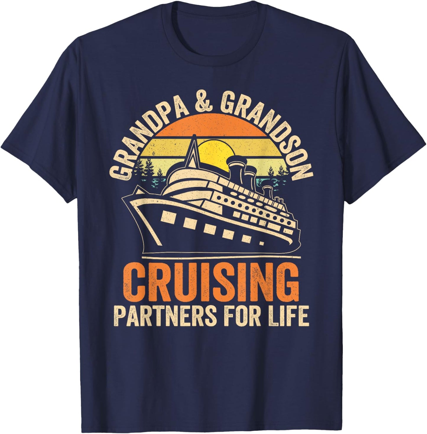 Grandpa Grandson Cruising Partner For Life Cruise Vacations T-Shirt - T-Shirt | Navy