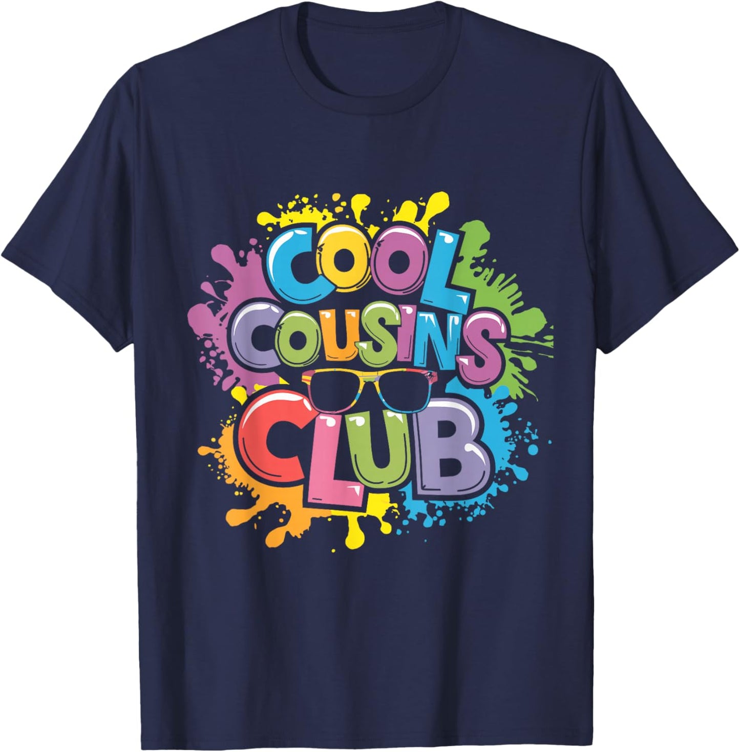 Funny Cool Cousins Club -Adults, -Kids Club - Black - Small - Short Sleeve - Modern Playful - Family Crew Graphic T-Shirt - T-Shirt | Navy