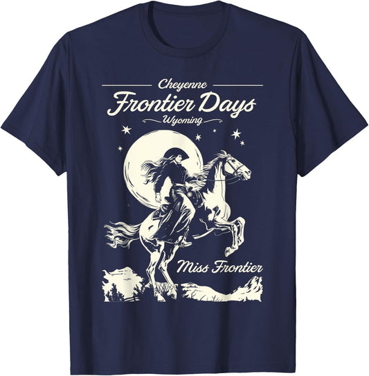 Cheyenne Wyoming Frontier Days Miss Frontier Cowboy Cowgirl T-Shirt - T-Shirt | Navy