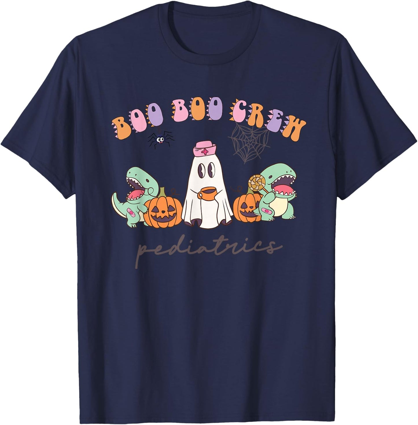 Boo Boo Crew Pediatrics Nurse Dinosaur Halloween PEDS Crew T-Shirt - T-Shirt | Navy