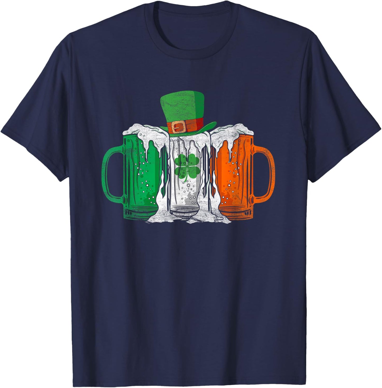 Irish Flag Ireland Beer St Patrick's Day Drink T-Shirt - T-Shirt | Navy