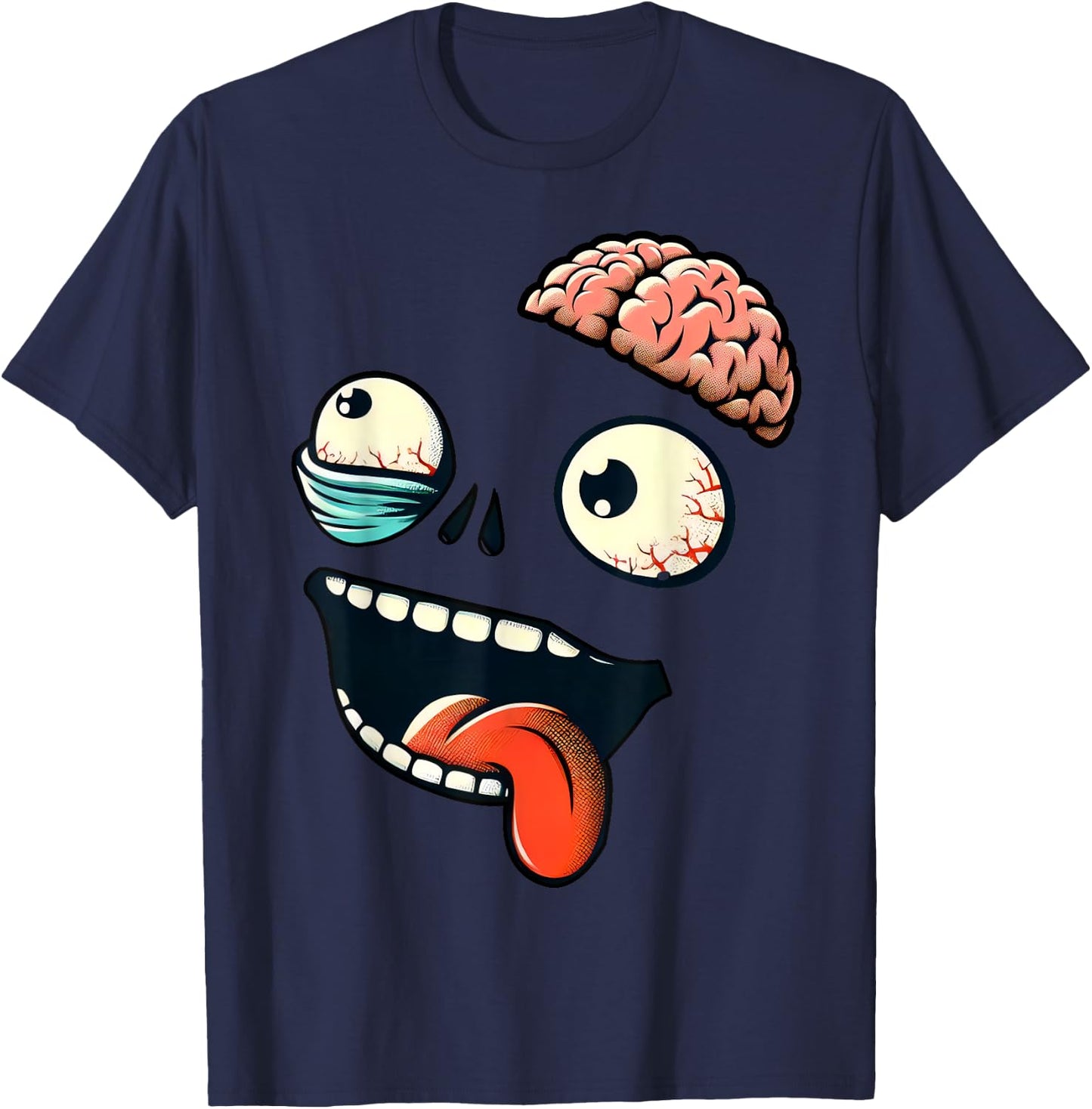 Monster Face Halloween Matching Costume Zombie Boy Girl Kid T-Shirt - T-Shirt | Navy