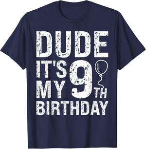 Dude It's My 9th Birthday OMG 9 Year Old Prince Happy Crown T-Shirt - T-Shirt | Navy