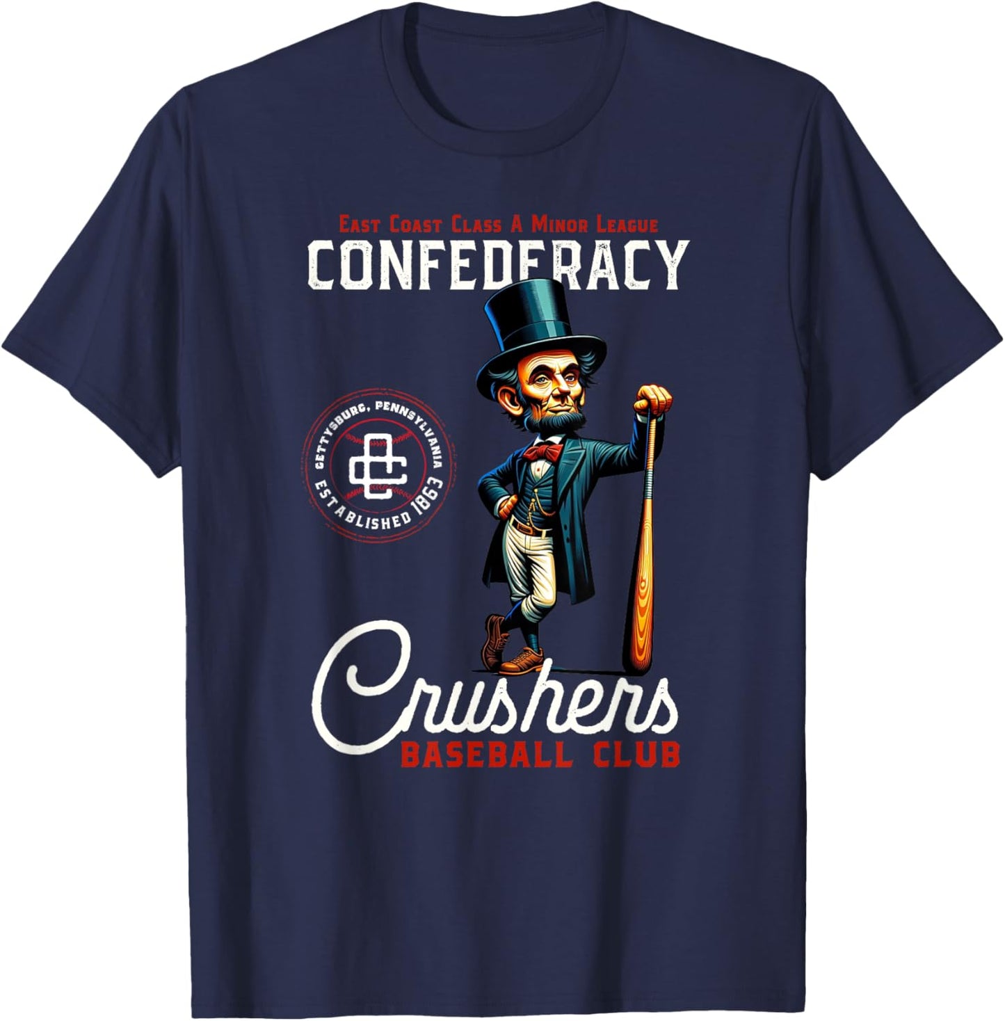 Confederacy Crushers Retro Minor League Baseball Team T-Shirt - T-Shirt | Navy
