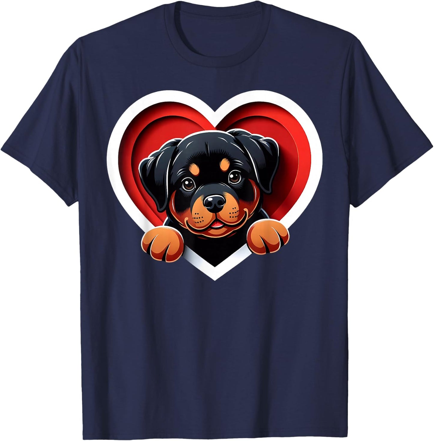Rottweiler Heart Cute Rottie Puppy Dog Lover T-Shirt - T-Shirt | Navy