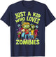 Halloween Zombie Funny Just A Kid Who Loves Zombies Kids T-Shirt - T-Shirt | Navy