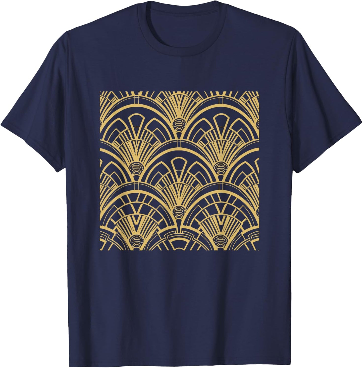 Black & Gold Pattern Art Deco T-Shirt - T-Shirt | Navy