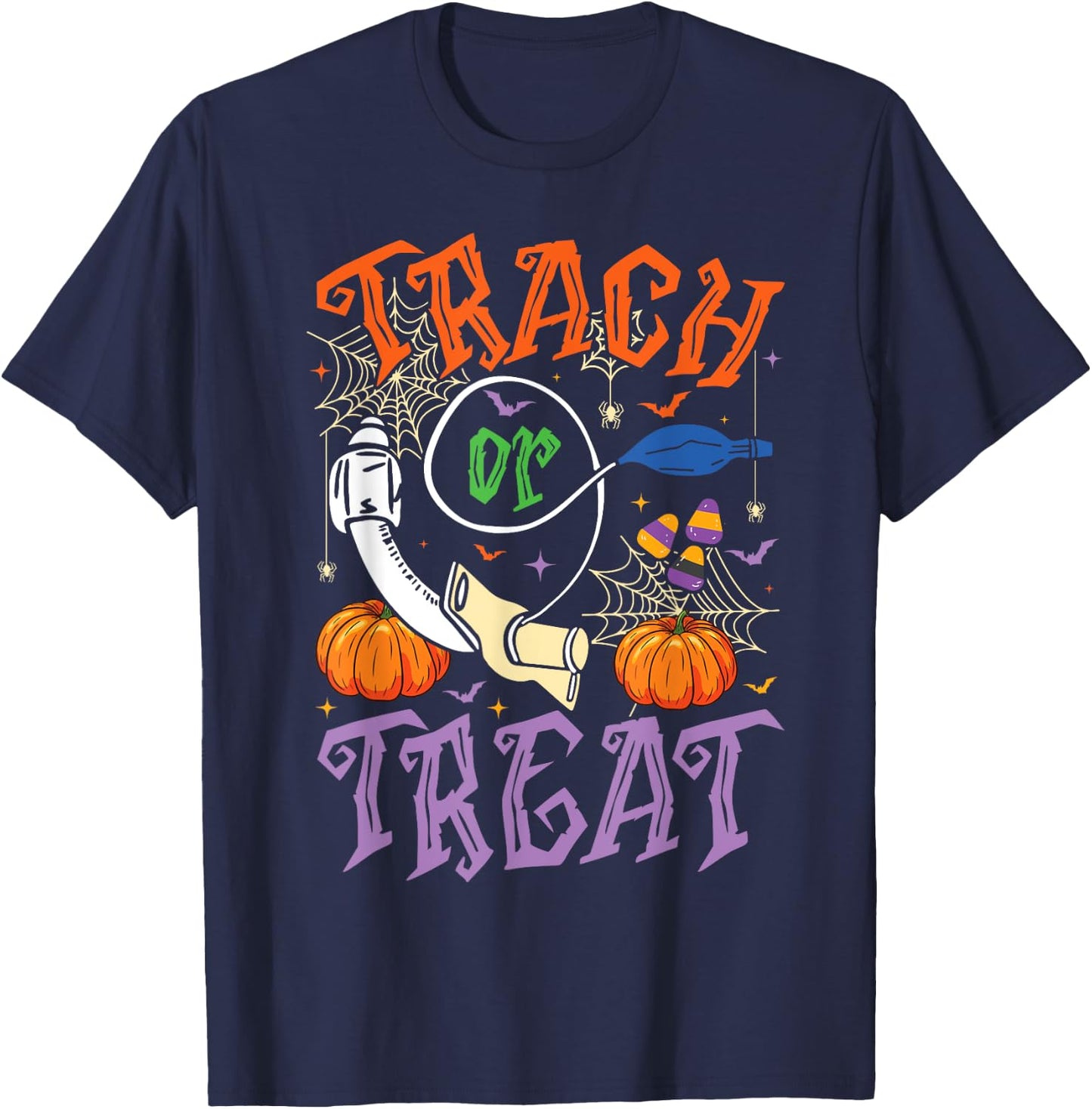 Respiratory Therapist Trach or Treat ICU RN Halloween Nurse T-Shirt - T-Shirt | Navy