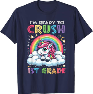 I'm Ready To Crush 1st Grade Back To School Girls Kids T-Shirt - T-Shirt | Navy