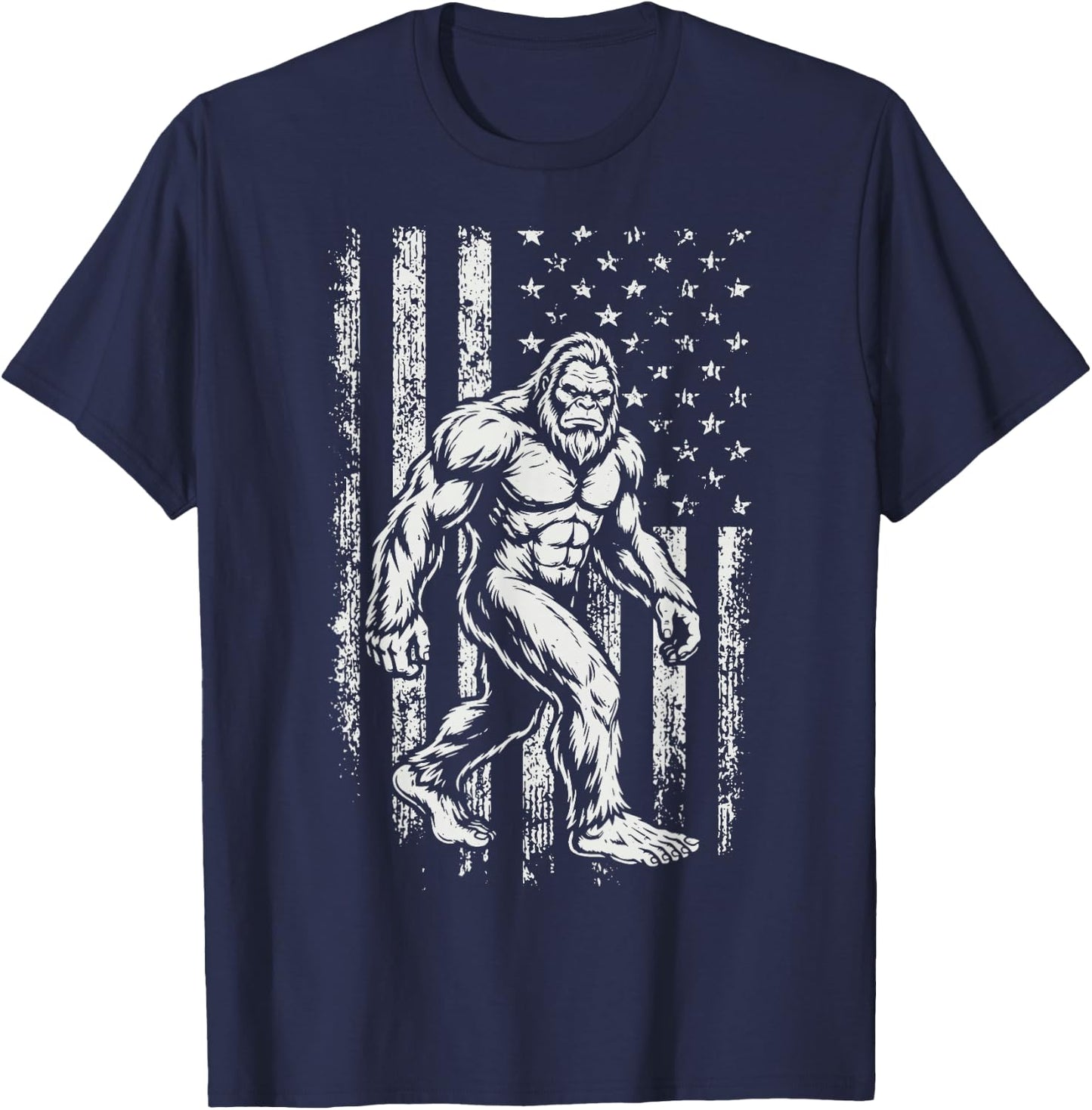 Bigfoot US Flag 4th of July T-Shirt - T-Shirt | Navy