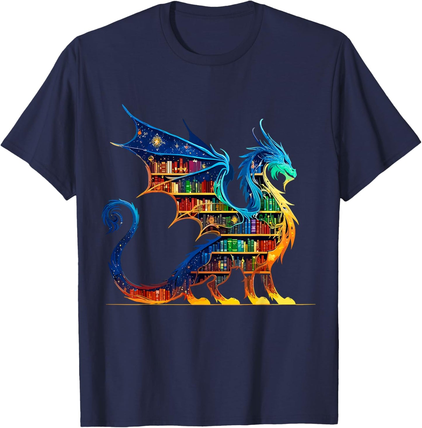 Book Dragon Reading Book Lover T-Shirt - T-Shirt | Navy