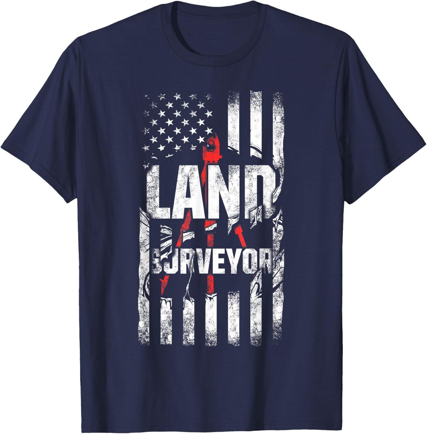 Land Surveying Flag Funny Surveyor Gifts T-Shirt - T-Shirt | Navy