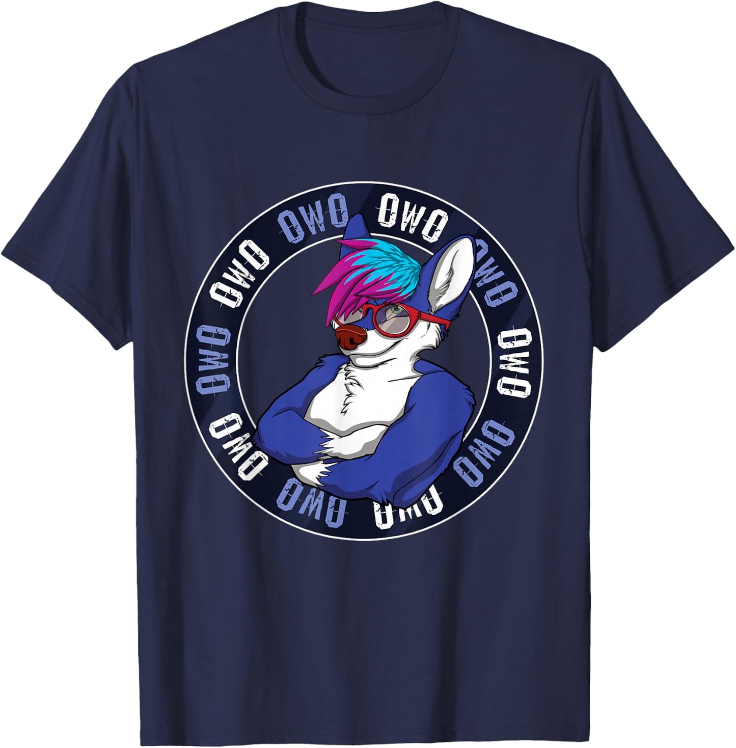 Furry OwO Furry Ear Furry Person Fox Cosplay T-Shirt - T-Shirt | Navy