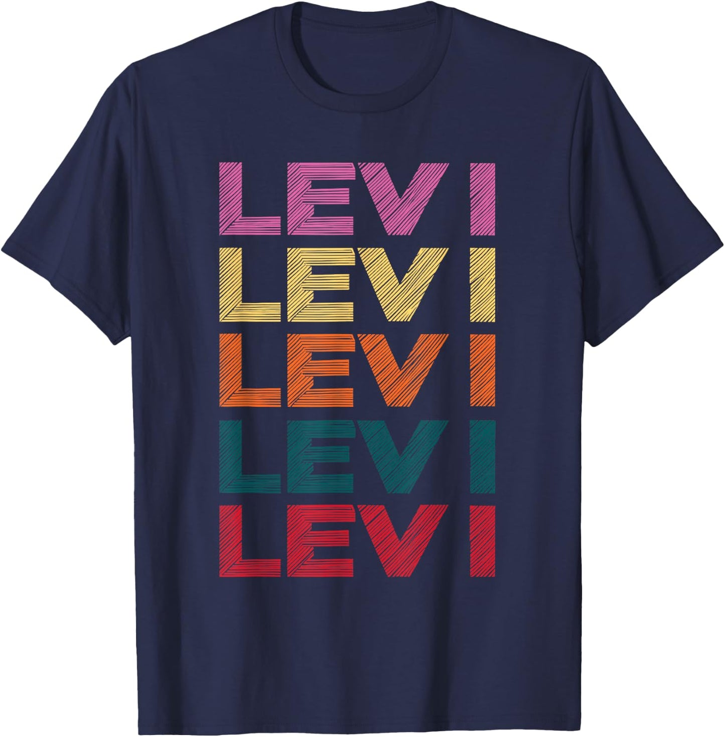 Levi Name Personalized Funny Retro Vintage T-Shirt - T-Shirt | Navy