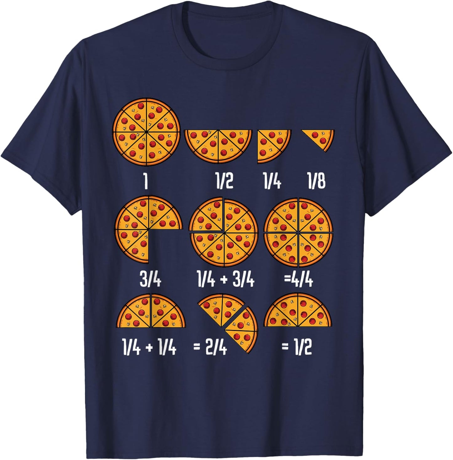Pizza Maths Fractional Calculation Italian Food Kitchen T-Shirt - T-Shirt | Navy