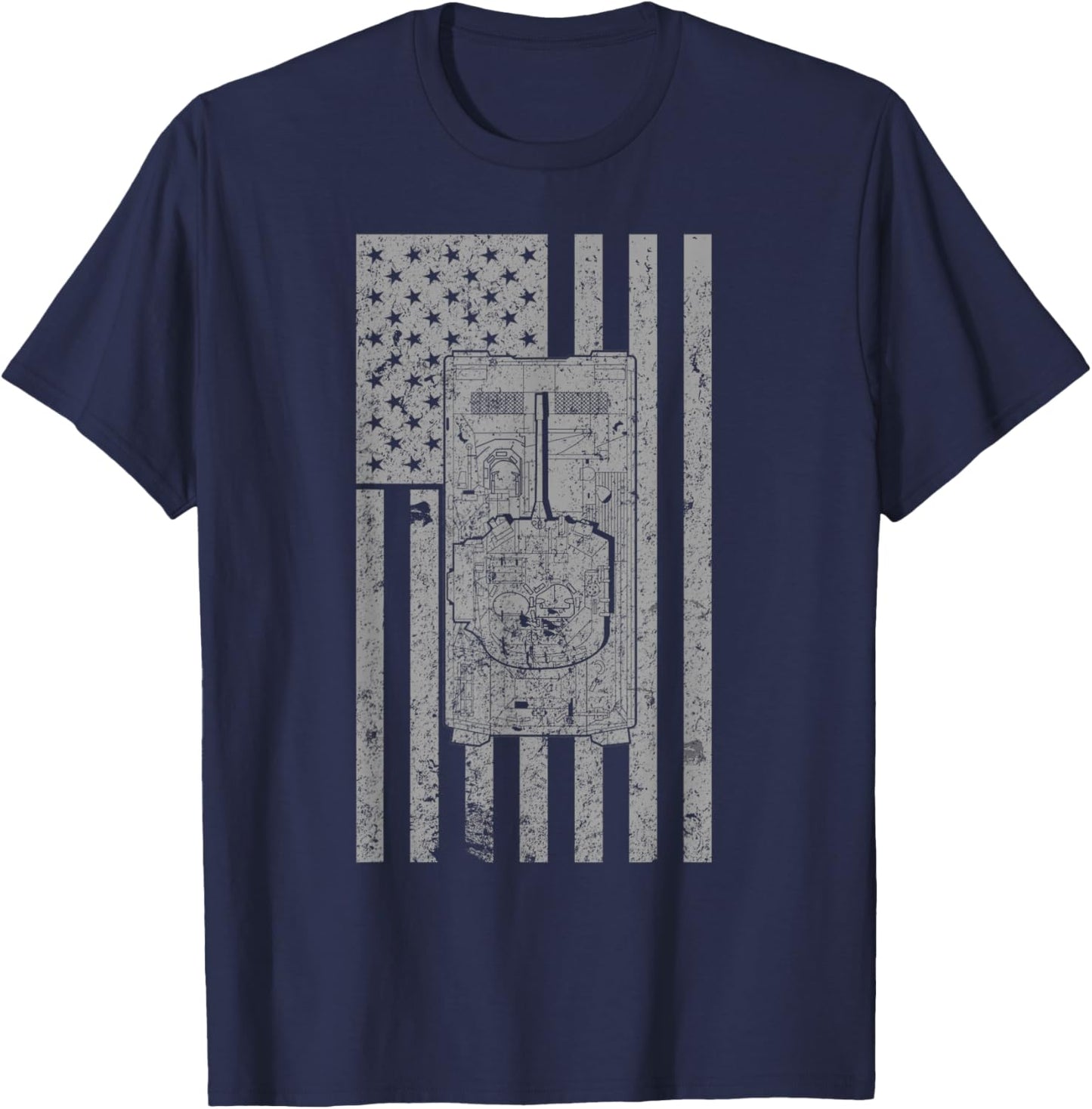 M2 Bradley IFV US Military tank Vintage Flag T-Shirt - T-Shirt | Navy
