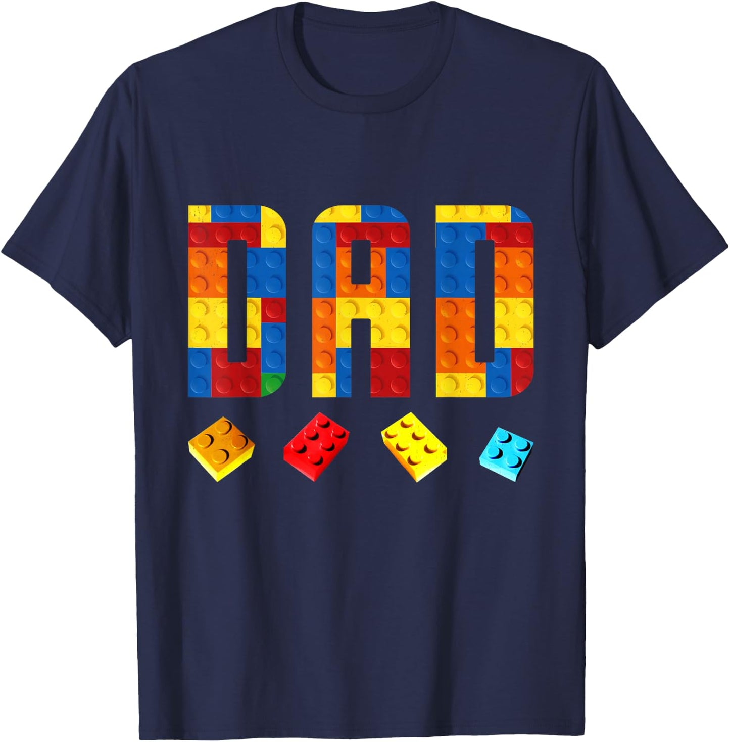 Dad Master Builder Building Blocks Birthday Family Matching T-Shirt - T-Shirt | Navy