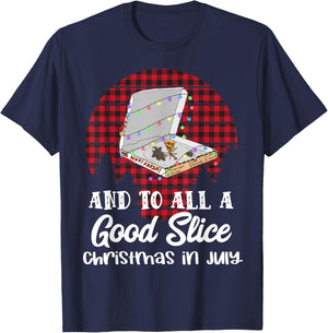 Funny Pizza Christmas in July Summer Beach Vacation Men Women Kids T-Shirt - T-Shirt | Navy