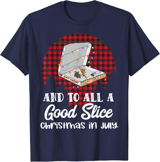 Funny Pizza Christmas in July Summer Beach Vacation Men Women Kids T-Shirt - T-Shirt | Navy