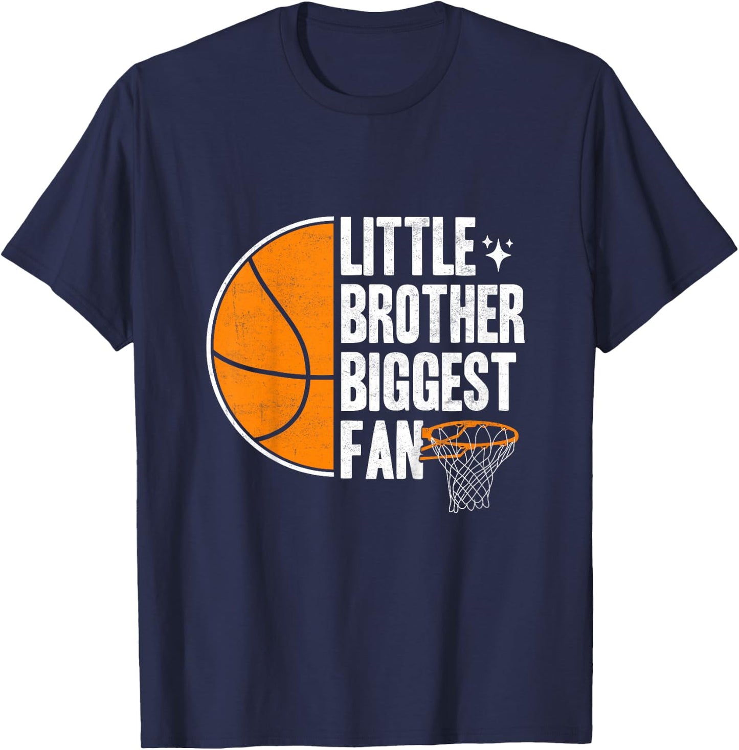 Kids Basketball Little brother Biggest Fan Basketball brother T-Shirt - T-Shirt | Navy