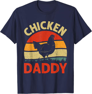 Funny Chicken Daddy Design For Dad Men Farmer Chicken Lover T-Shirt - T-Shirt | Navy
