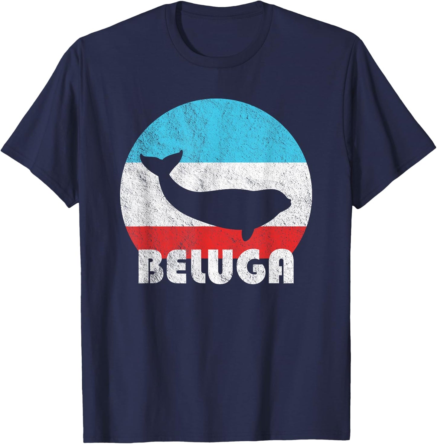 Beluga Whale Vintage Retro Silhouette Gift T-Shirt - T-Shirt | Navy