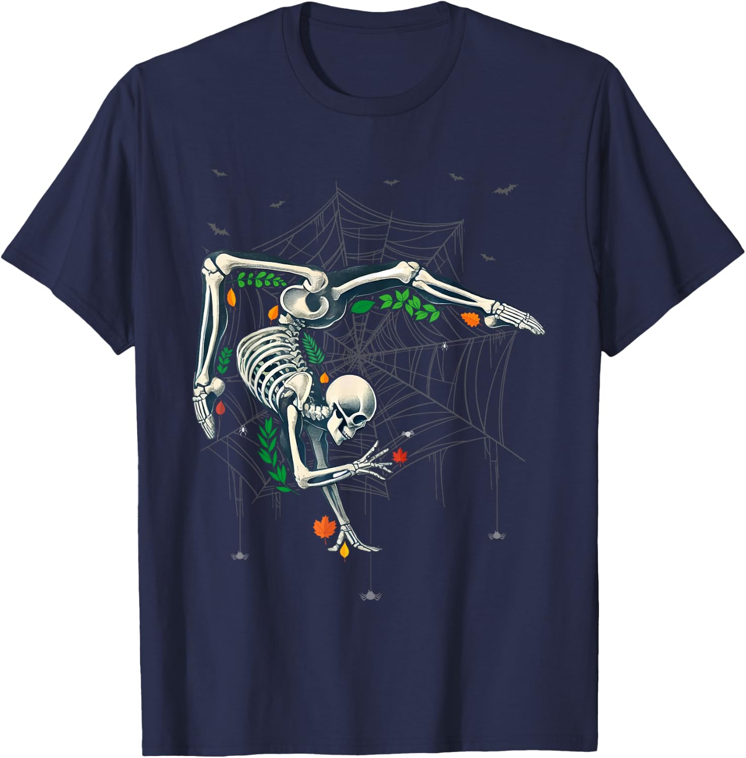 Skeleton Gymnast Lazy Halloween Costume Funny Gymnastics T-Shirt - T-Shirt | Navy
