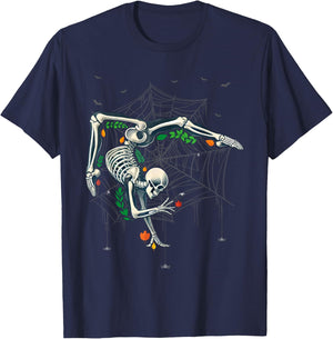 Skeleton Gymnast Lazy Halloween Costume Funny Gymnastics T-Shirt - T-Shirt | Navy