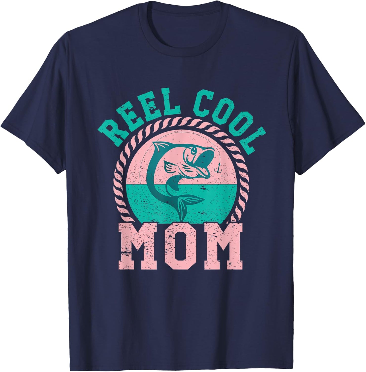 FISHING REEL COOL MOM Bass Lover T-Shirt - T-Shirt | Navy