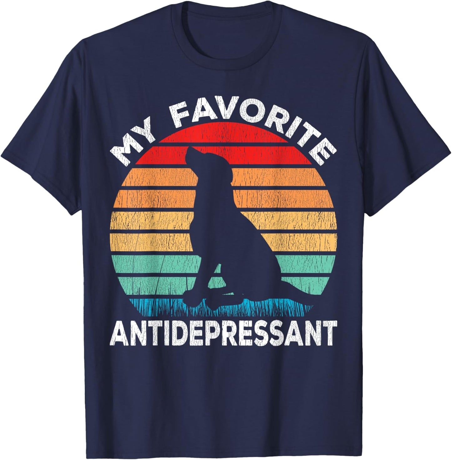 Dog Antidepressant - Dog Lover Funny T-Shirt - T-Shirt | Navy