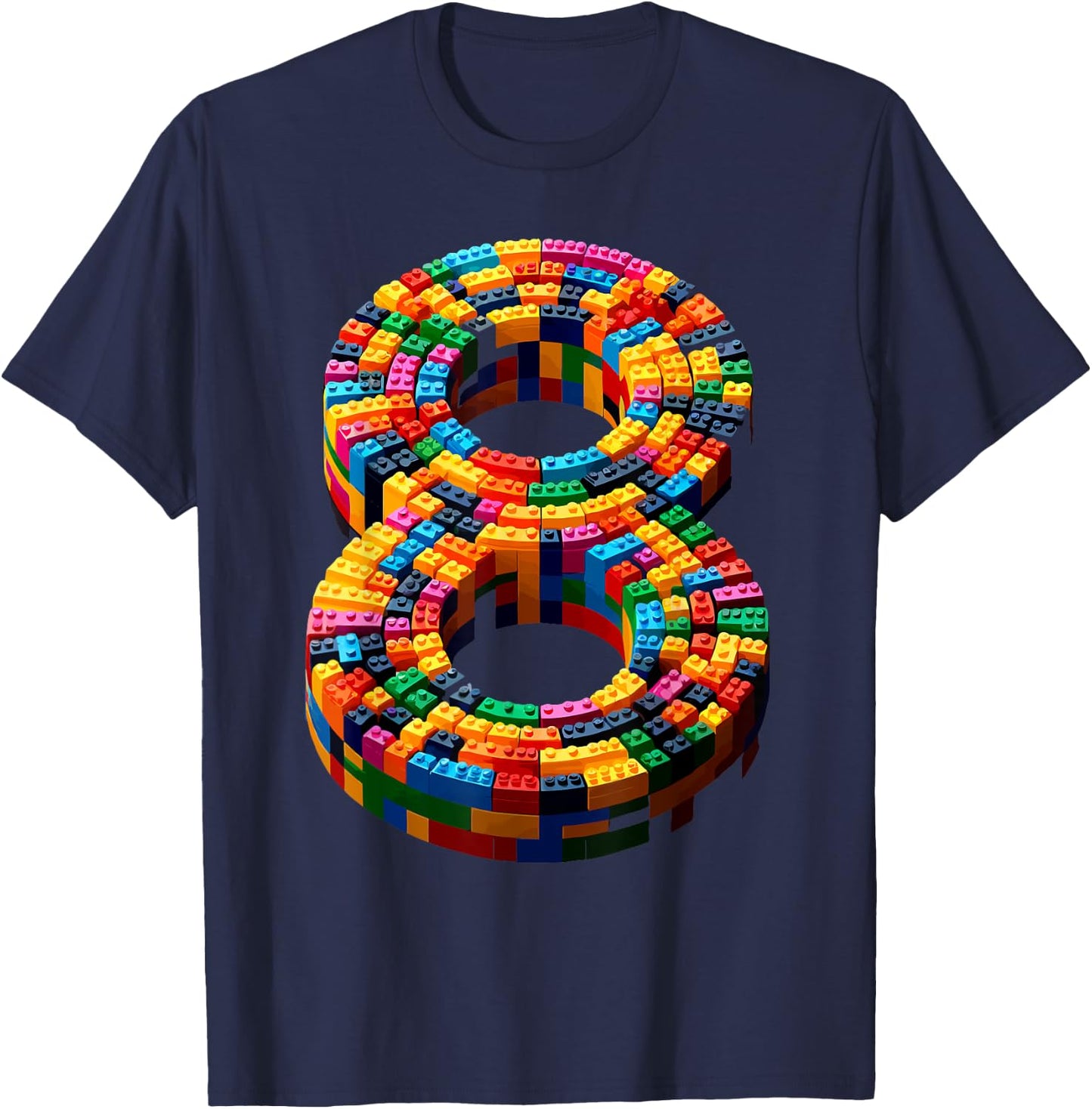 8 Year Old Blocks Building Master Builder 8th Birthday Boy T-Shirt - T-Shirt | Navy
