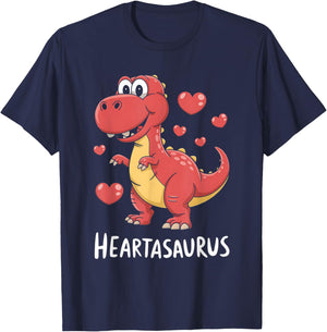 Heartasaurus Cute Dino Valentine’s Celebration Design T-Shirt - T-Shirt | Navy