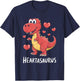 Heartasaurus Cute Dino Valentine’s Celebration Design T-Shirt - T-Shirt | Navy