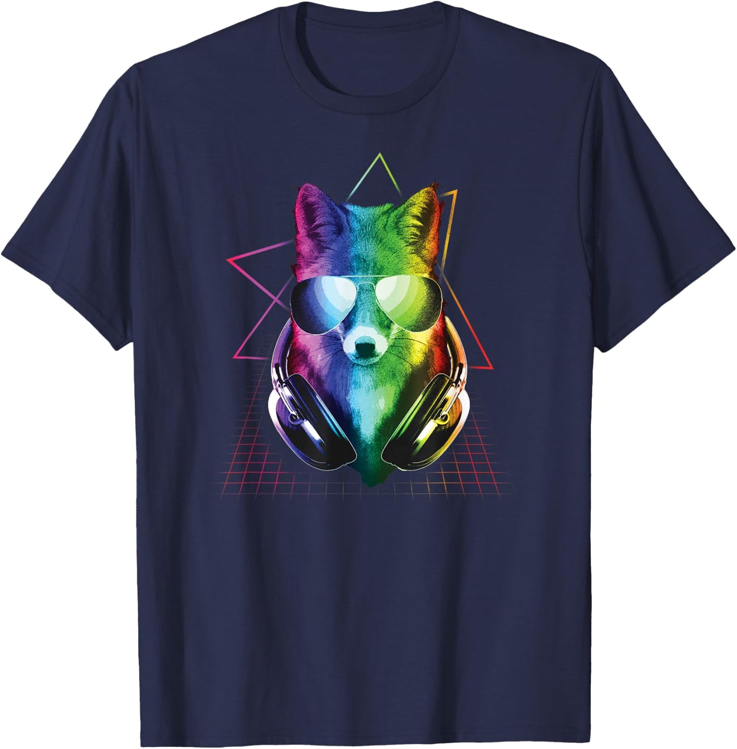 Fox Shirt, DJ Music Rave Shirt, Fox Art T-Shirt - T-Shirt | Navy