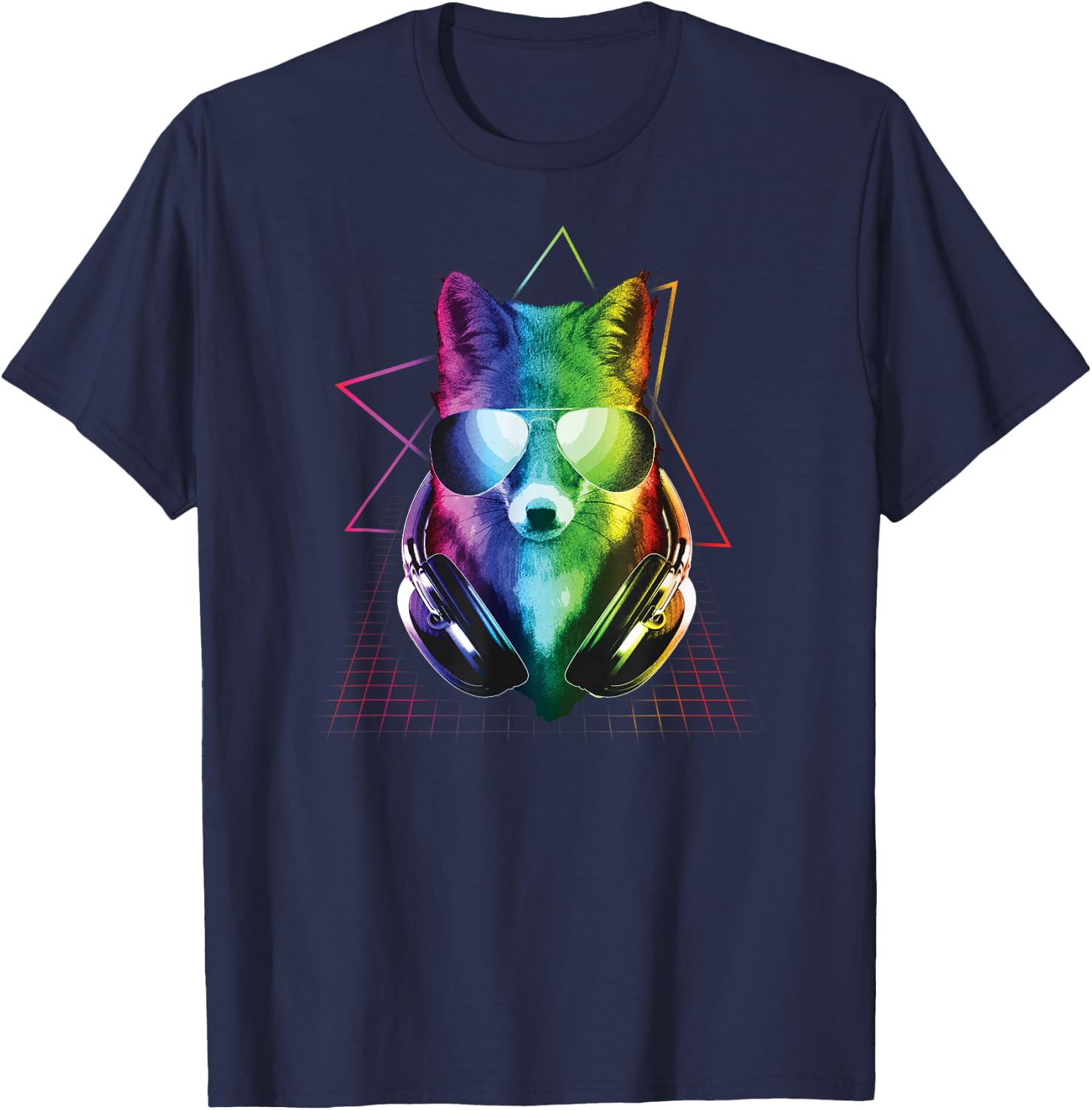 Fox Shirt, DJ Music Rave Shirt, Fox Art T-Shirt - T-Shirt | Navy