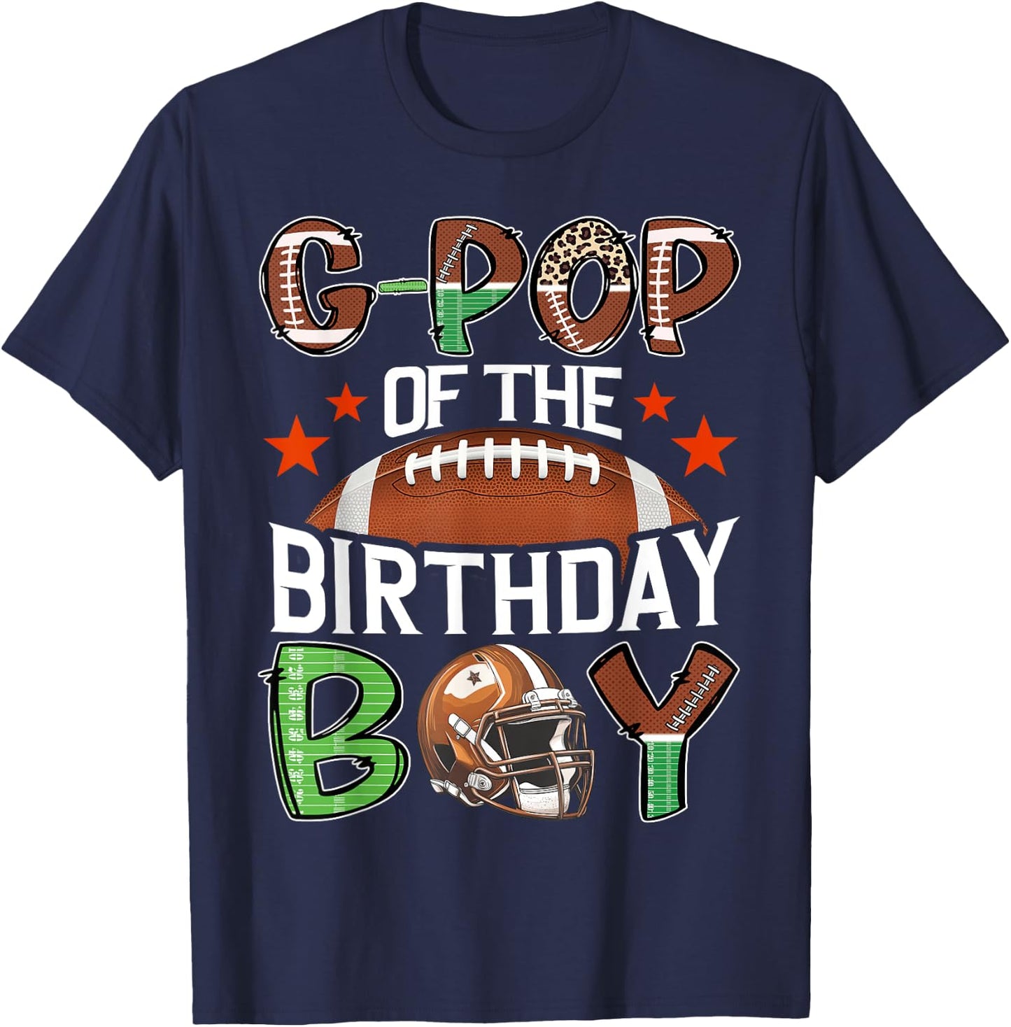 G-Pop Of The Birthday Boy Game Day Football T-Shirt - T-Shirt | Navy