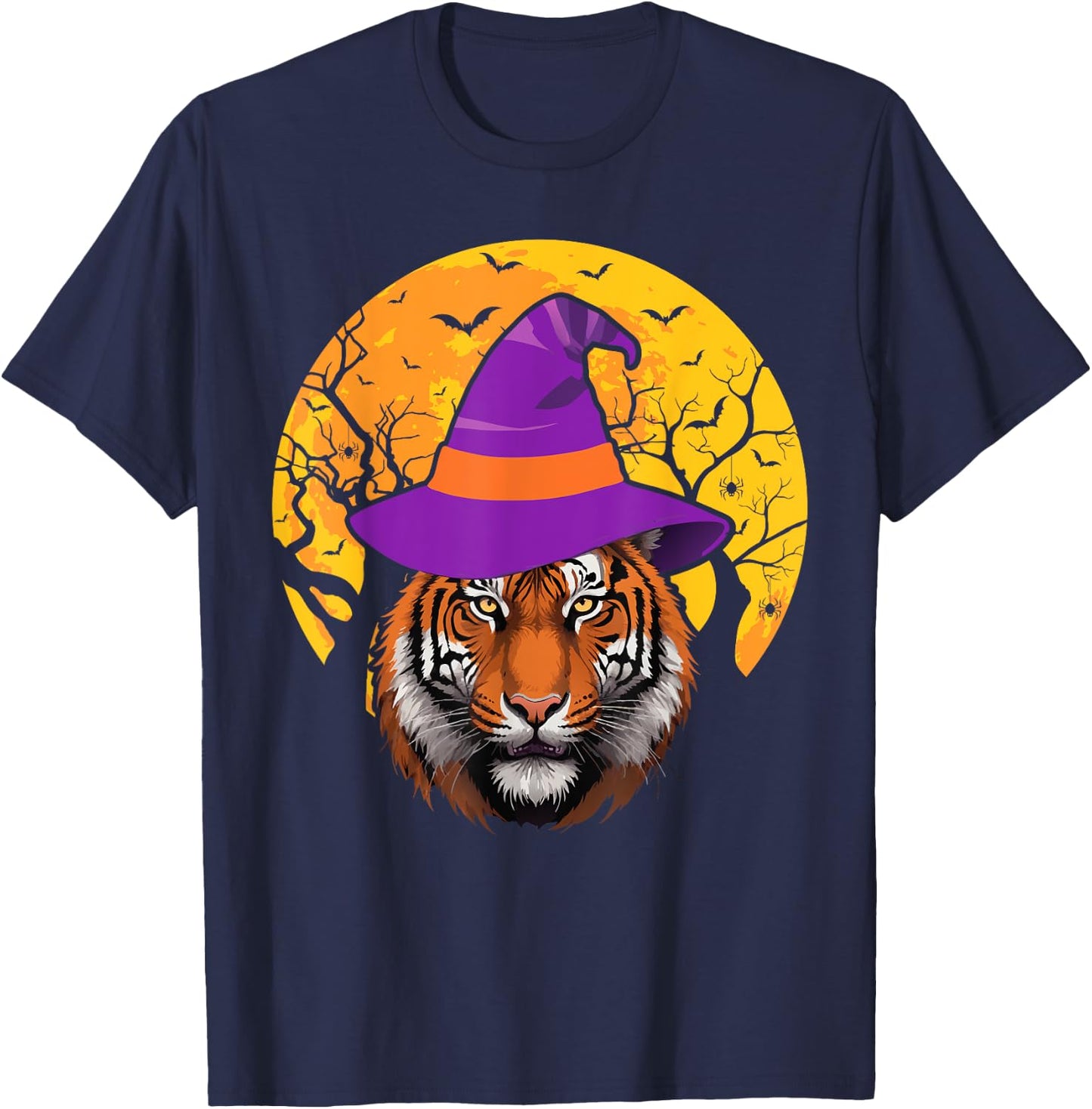 Tiger Witch Hat Funny Halloween Tiger Lover Whisperer T-Shirt - T-Shirt | Navy