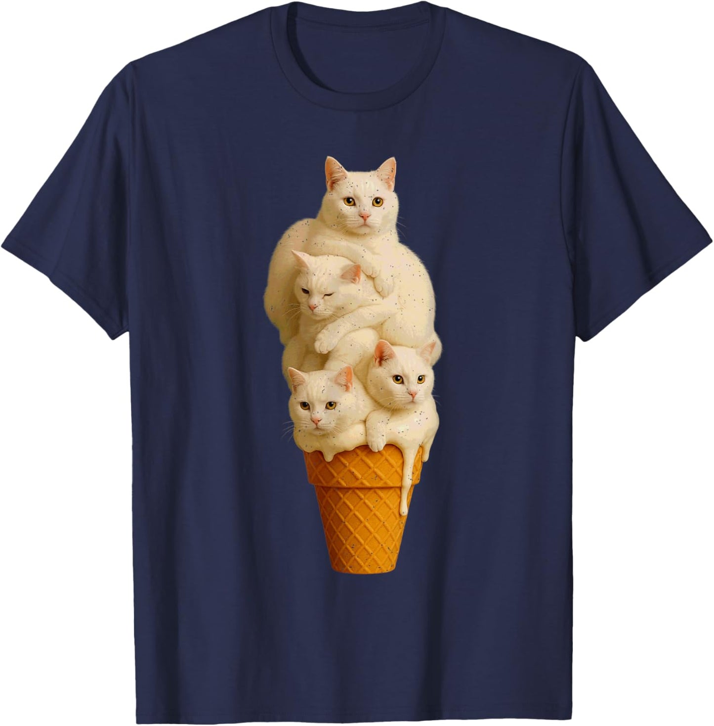 Cat Ice Cream Cute Pet Kitten Lover Feline Summer Vibes T-Shirt - T-Shirt | Navy