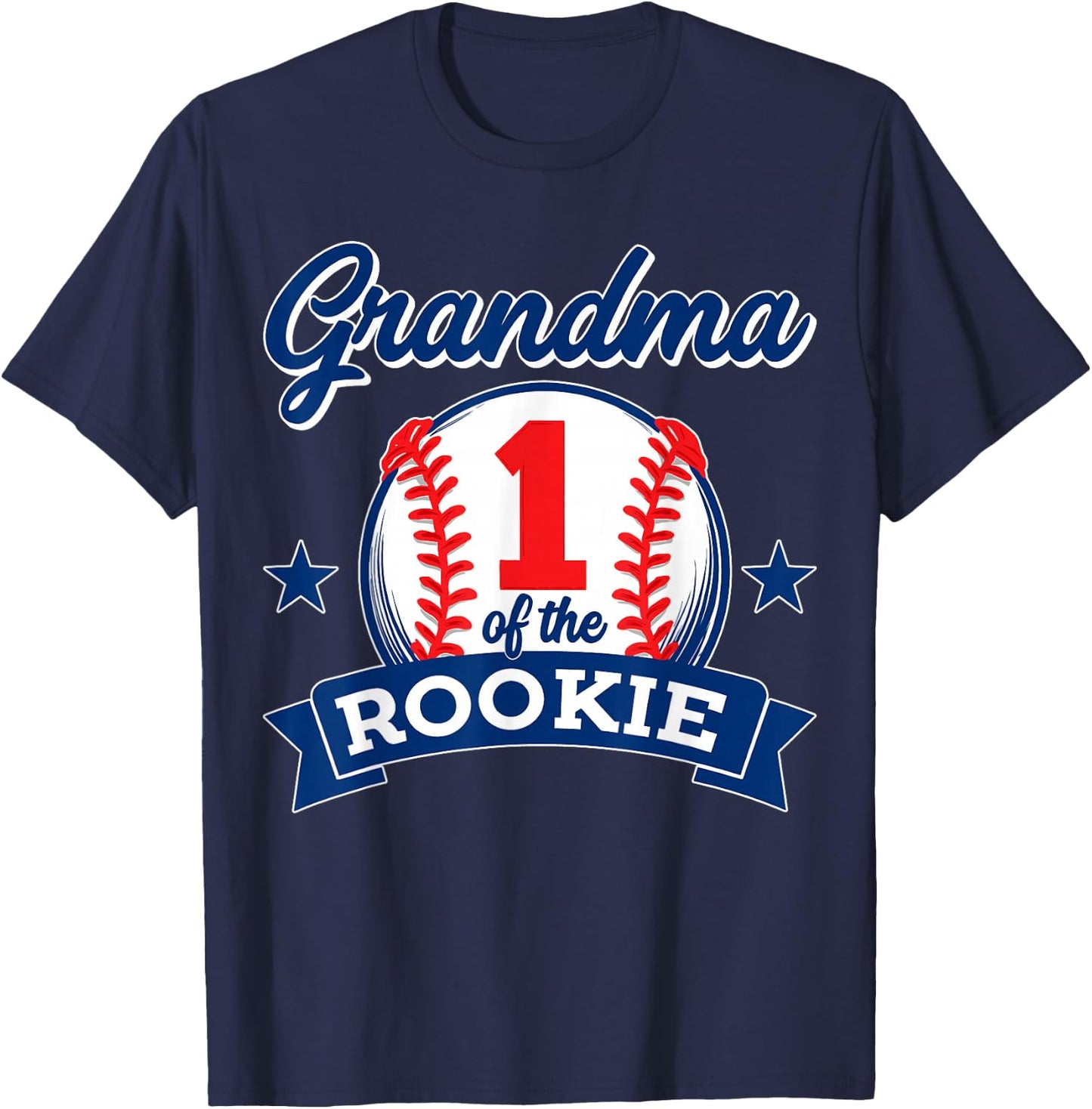 Grandma of Rookie 1st Birthday Baseball Theme Matching Party T-Shirt - T-Shirt | Navy