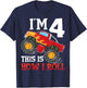 Four 4yr 4th Birthday Monster Truck Boy 4 Years Old T-Shirt - T-Shirt | Navy