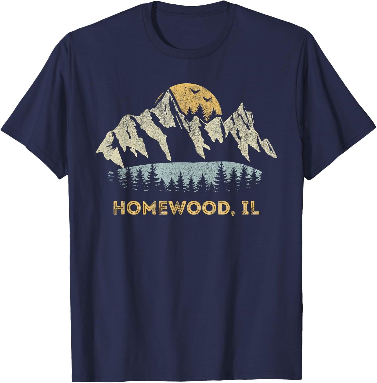 Homewood Illinois Mountain Sunset Sunrise IL T-Shirt - T-Shirt | Navy